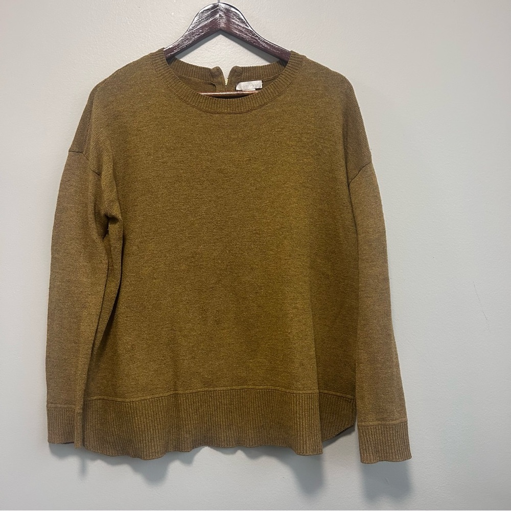H&M Conscious Mustard Brown Oversized Knit Lightweight Sweater With Rear Zip Med